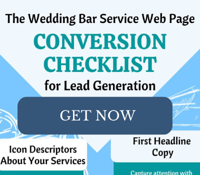 Wedding Bar Service Web Page checklist for lead generation